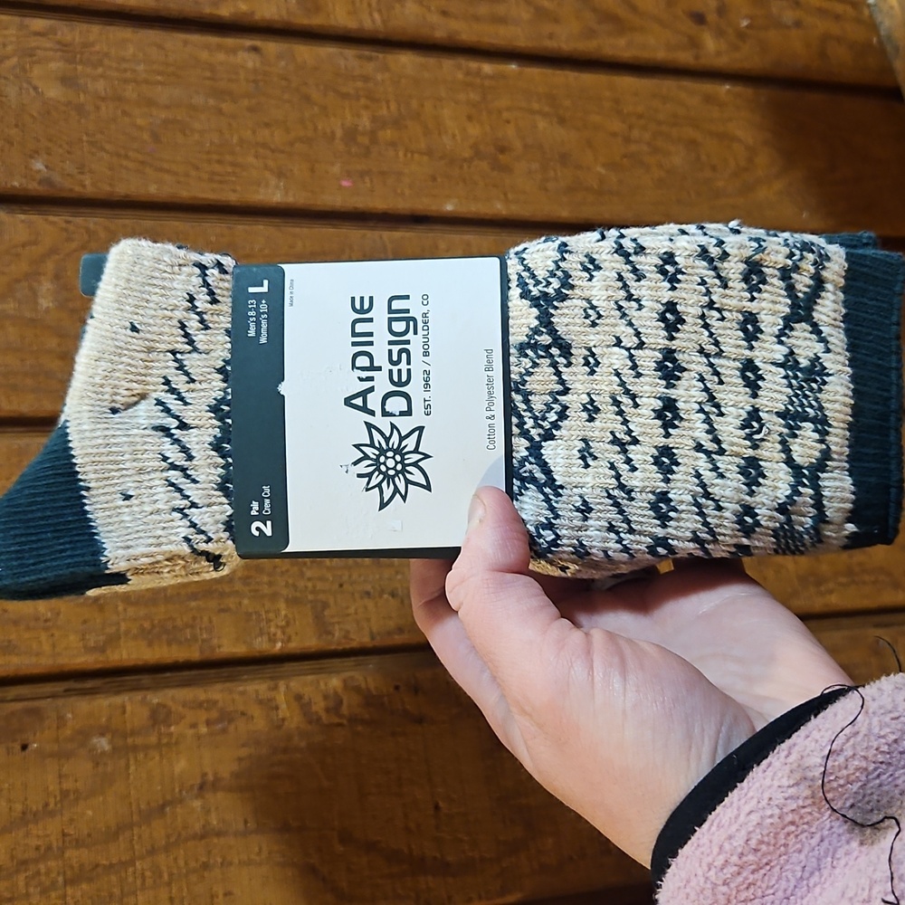 Alpine Design Novelty Ragg Socks: FADED EVERGREEN:NWT:SZ L: MENS 8-13 WOMENS 10+